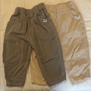 Kids Elastic Waist Pants - Gray and Tan